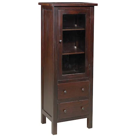 Solid Wood Armoire with Glass Insert Door